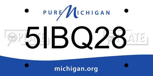 5IBQ28 Michigan License Plate