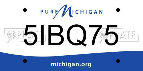 5IBQ75 Michigan License Plate