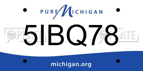 5IBQ78 Michigan License Plate