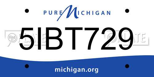 5IBT729 Michigan License Plate