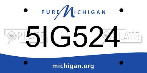 5IG524 Michigan License Plate