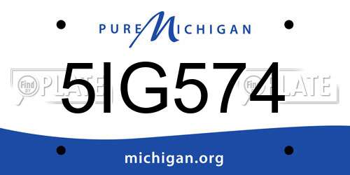5IG574 Michigan License Plate