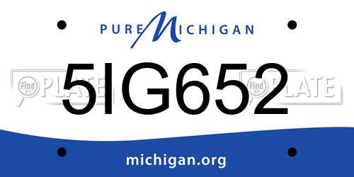 5IG652 Michigan License Plate