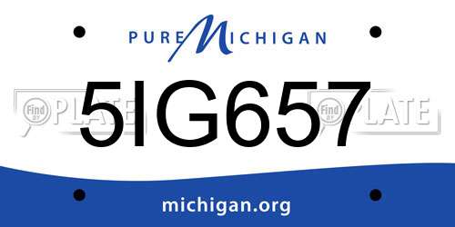 5IG657 Michigan License Plate