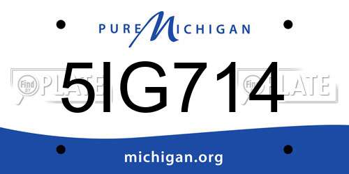 5IG714 Michigan License Plate