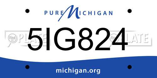 5IG824 Michigan License Plate