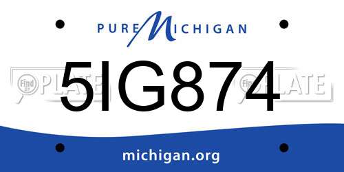 5IG874 Michigan License Plate