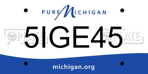 5IGE45 Michigan License Plate