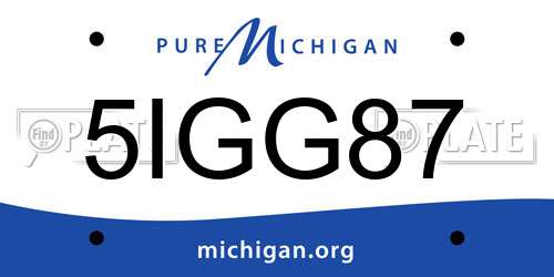 5IGG87 Michigan License Plate