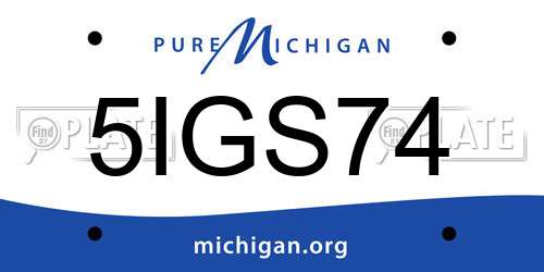 5IGS74 Michigan License Plate