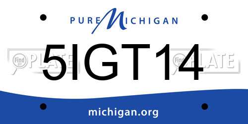 5IGT14 Michigan License Plate