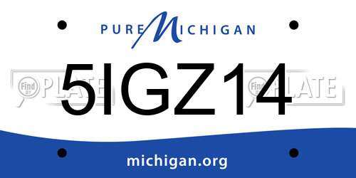 5IGZ14 Michigan License Plate