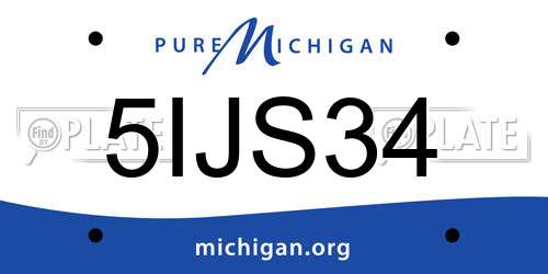5IJS34 Michigan License Plate