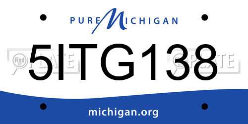 5ITG138 Michigan License Plate