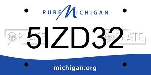 5IZD32 Michigan License Plate