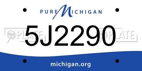 5J2290 Michigan License Plate