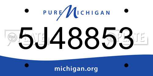 5J48853 Michigan License Plate