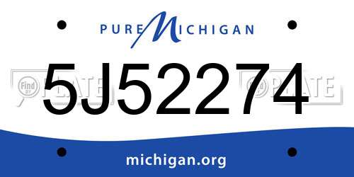 5J52274 Michigan License Plate