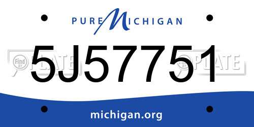 5J57751 Michigan License Plate