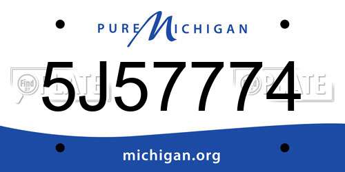 5J57774 Michigan License Plate