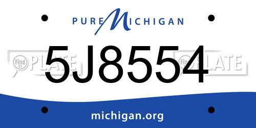 5J8554 Michigan License Plate