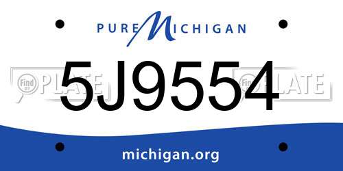 5J9554 Michigan License Plate