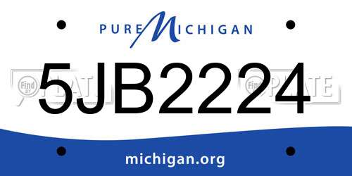 5JB2224 Michigan License Plate