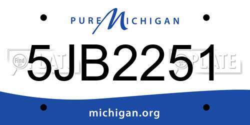 5JB2251 Michigan License Plate