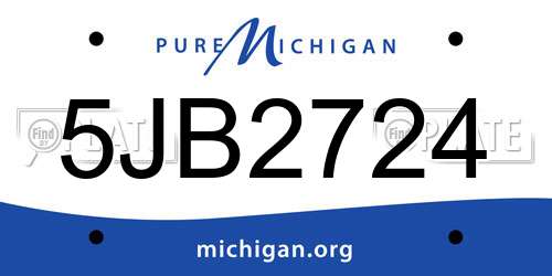 5JB2724 Michigan License Plate