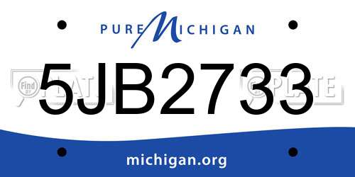 5JB2733 Michigan License Plate