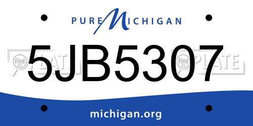 5JB5307 Michigan License Plate