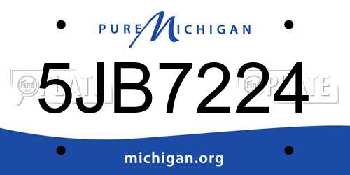 5JB7224 Michigan License Plate