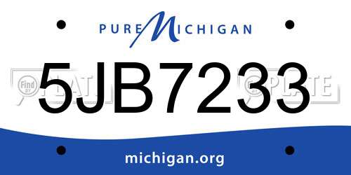 5JB7233 Michigan License Plate