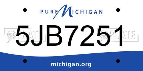 5JB7251 Michigan License Plate