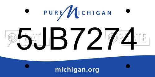 5JB7274 Michigan License Plate