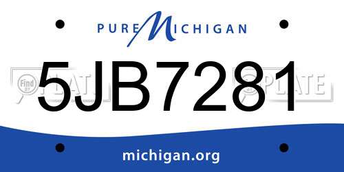 5JB7281 Michigan License Plate