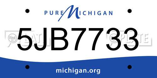 5JB7733 Michigan License Plate