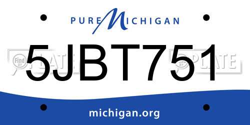 5JBT751 Michigan License Plate