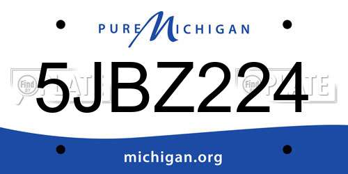 5JBZ224 Michigan License Plate