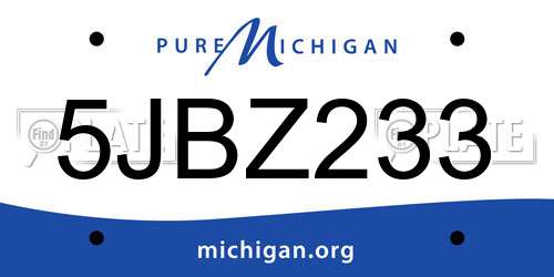 5JBZ233 Michigan License Plate