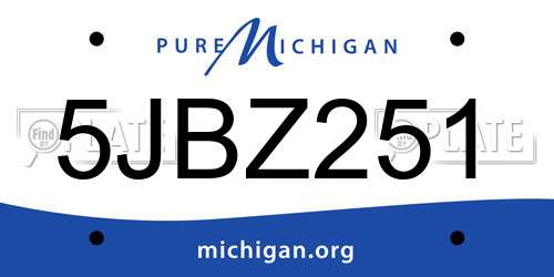 5JBZ251 Michigan License Plate
