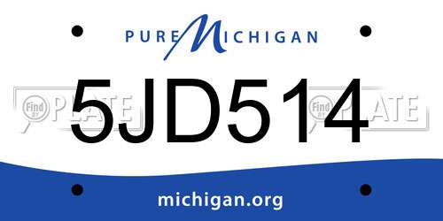 5JD514 Michigan License Plate