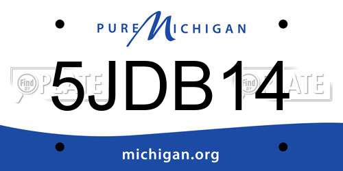 5JDB14 Michigan License Plate