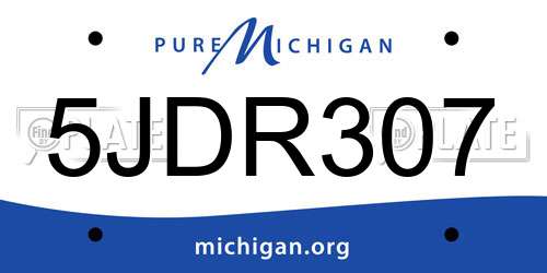 5JDR307 Michigan License Plate