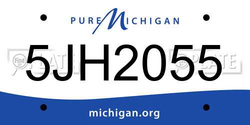 5JH2055 Michigan License Plate