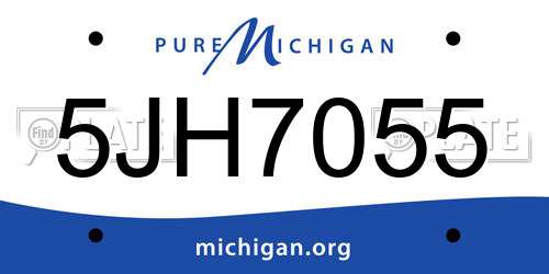 5JH7055 Michigan License Plate