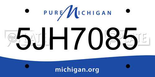 5JH7085 Michigan License Plate