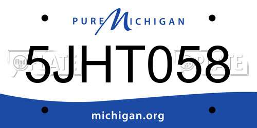 5JHT058 Michigan License Plate