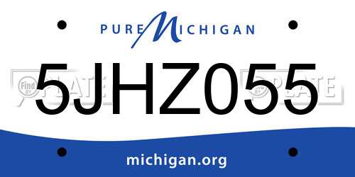 5JHZ055 Michigan License Plate