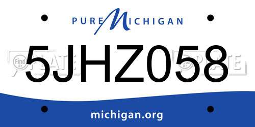 5JHZ058 Michigan License Plate